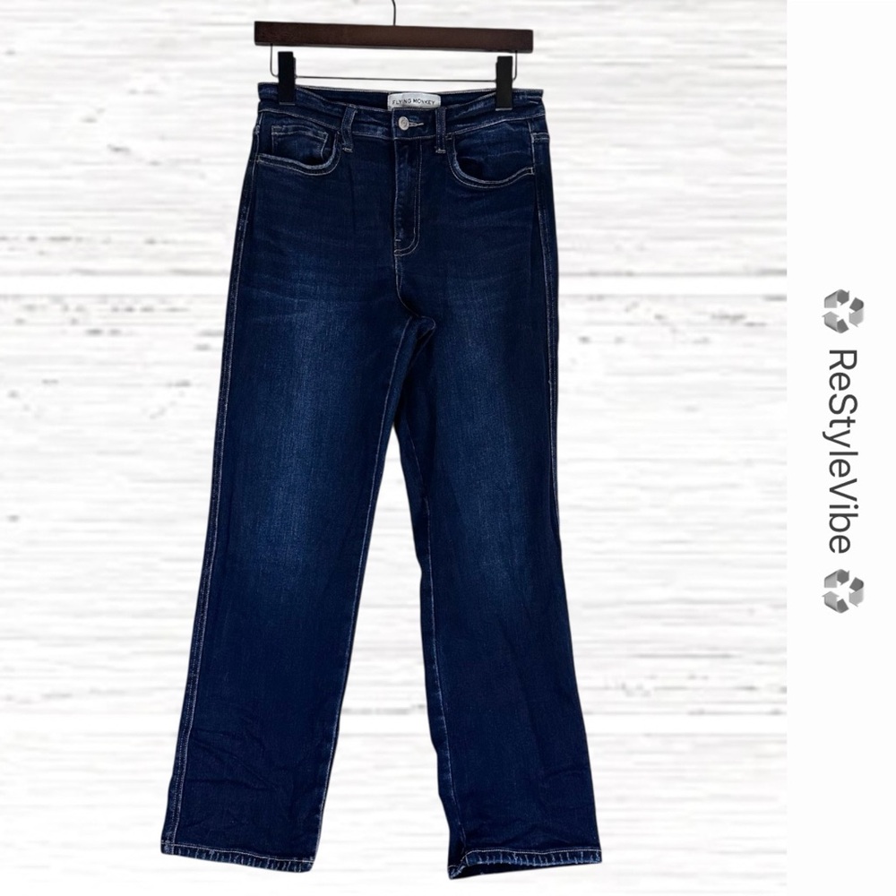 FLYING MONKEY Women’s Size 28 Denim Jeans High Rise Crop Straight Fit Stretch